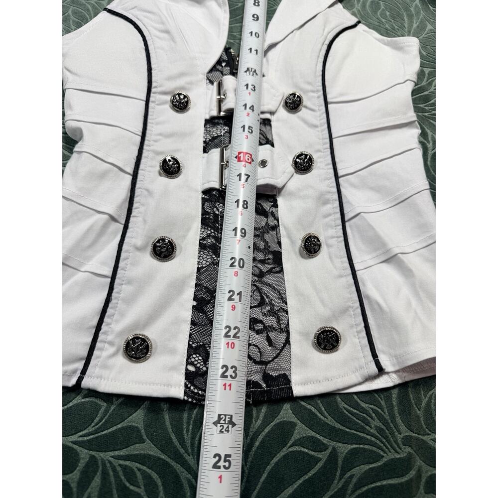 Lydia USA White Halter Corset Top Med Goth Steampunk Rave Victorian Lace 3695 - Picture 4 of 9